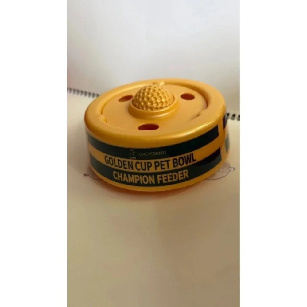 Dog Slow Feeder Puzzle Bowl Anti Gulp Suction Cup Enrichment Feeder golden
